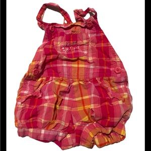 Vintage Plaid Oshkosh B’Gosh Overalls Y2K 2000s Button 12M Embroidered